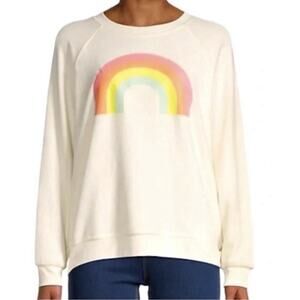 Wildfox "After the Rain" Ivory rainbow pullover sweatshirt Size S
